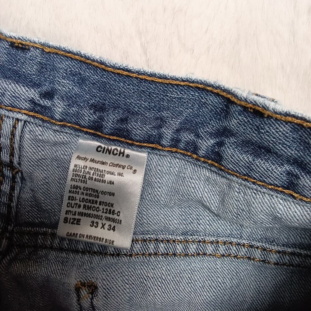 Cinch Jeans Mens 33x34 Blue Denim Straight Leg Fit Western - Picture 8 of 10